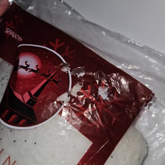 NOS Sparkl-Tex Glittering Christmas Tree Skirt 58" Diameter (in 2 pieces) White - Picture 4 of 6